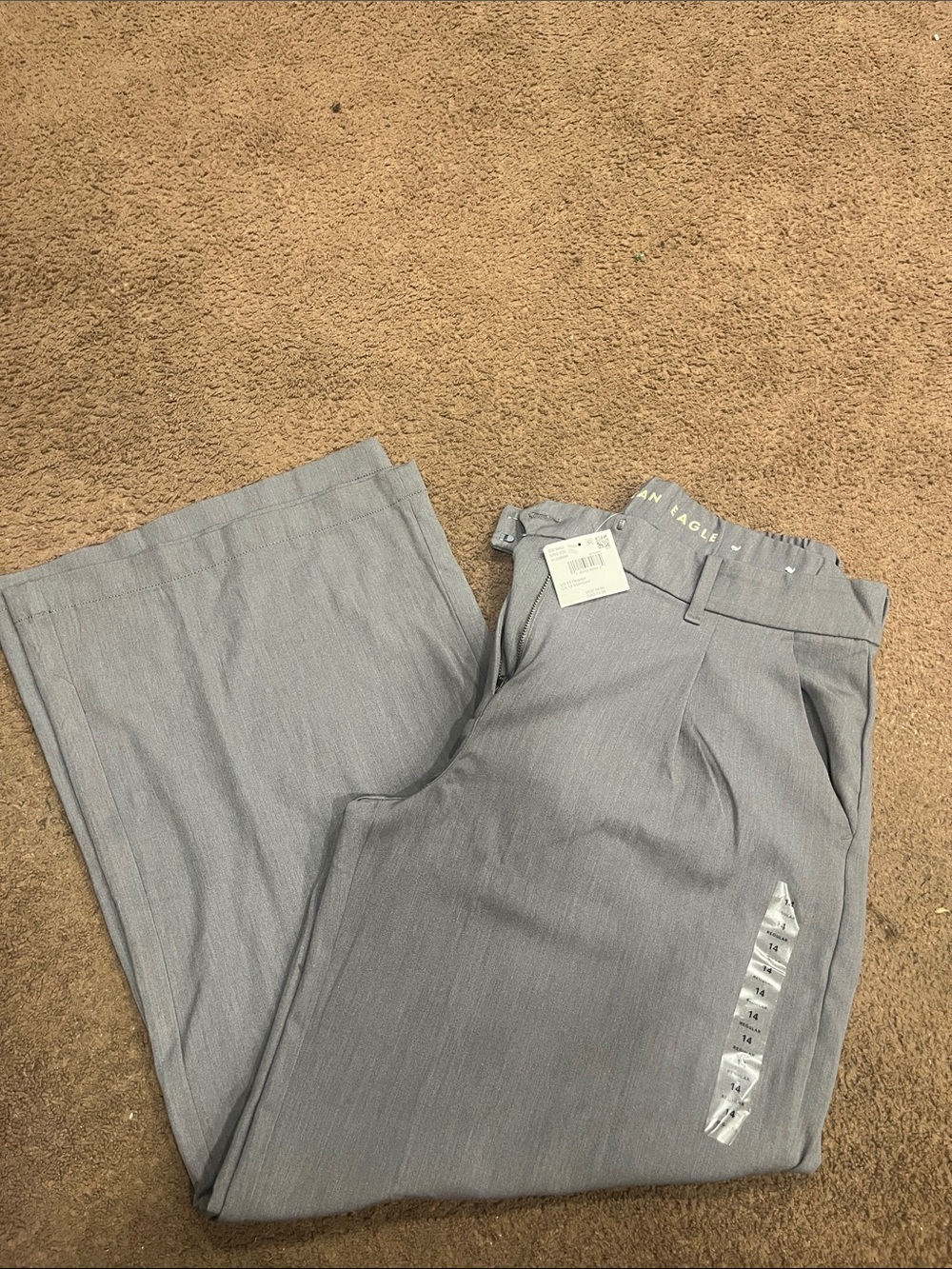 American Eagle Outfitters Light Gray Wide-Leg Trousers